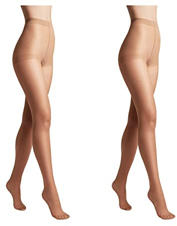 Conte elegant SOLO 40 DEN Lot de 2 Collants Semi-Mat pour Femmes Résistants - Collants Fins et Lisses avec Culotte Marquée - Beige taille 6