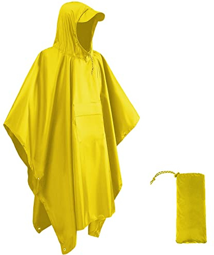HYCOPROT Poncho Impermeabile, Multifunzionale Impermeabile 210T Oxford Riutilizzabile Pioggia con Cappuccio e Tasca Sul Petto, Poncho Antipioggia per Trekking Campeggio Pesca Escursione