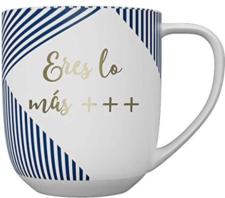 DRAEGER PARIS 1886 - Taza Cerámica de Diseño Chic en Azul o Rosa - Mensaje Personalizado en Oro - Capacidad 320 ml - Decorativa y Apta para Lavavajillas