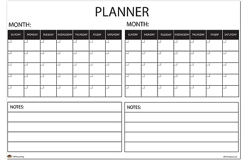 Wall Calendar Large Wet & Dry Erase Laminated Two Month Wall Planner, Size 36 x 24 (Folded Shipping)