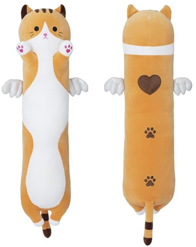 SNOWOLF Cojín Suave de Peluche Largo para Dormir, de algodón, con Relleno de Peluche, Juguete, Regalo para niños o Novia (Amarillo, 50cm)