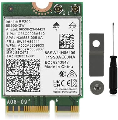 WiFi 7 BE200NGW WiFi Card, 8774Mbps Bluetooth 5.4 Tri-Band Mu-MiMO 802.11be NGFF M.2 WiFi Network Card Network Adapter for Laptop, Only Work for Windows 11 64-bit,(Not Support All AMD CPU)