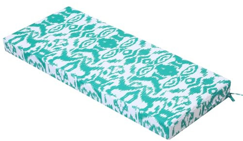 PRIMEPATIO Outdoor Garden Bench Cushion, Patio Waterproof Long Bench Replacement Cushion, Patio Loveseat Furniture 2 Seater Chair Pad with Ties, Blue, 108x45cm