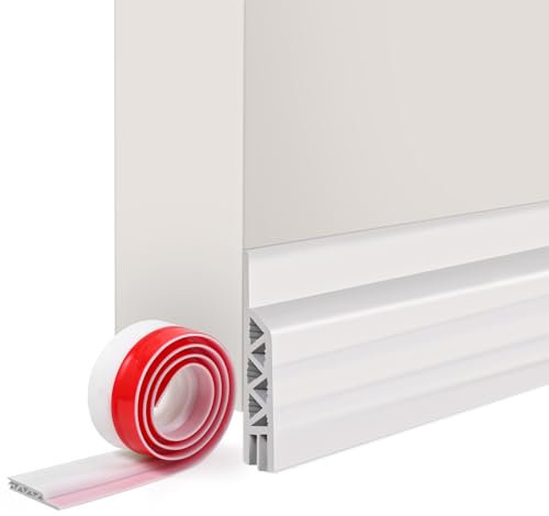 Vinabo Boudin Isolant, 100cm x 5cm - Bas de Porte Anti-Courant d'Air & Étanchéité, Adhésif - Isolation et Protection Sonore pour Porte d'Entree (Blanc)