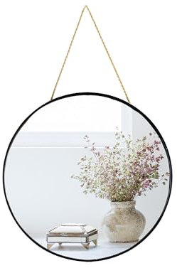 YCHMIR Small Round Wall Mirror,Bathroom Mirror (Black,30 cm)