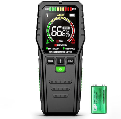 Medidor de Humedad no Destructivo para Pared, Madera y Material de Construcción, con Pantalla LCD y Batería