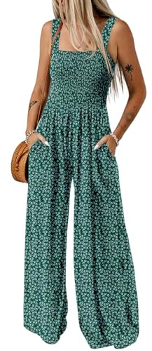 Dokotoo Combinaison d'Été sans Manche pour Femme Pantalon Salopette Motif Floral avec Poches Combishort Chic et Élégant