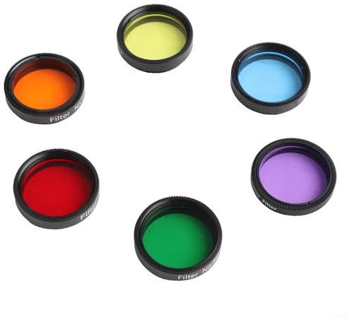 6-teilige Teleskopfilter, Nebelfilter mit Aufbewahrungskoffer mit 6 Farben: Gelb, Orange, Rot, Grün, Blau, Lila, Teleskop-Okularfilter für Teleskop 3,2 cm