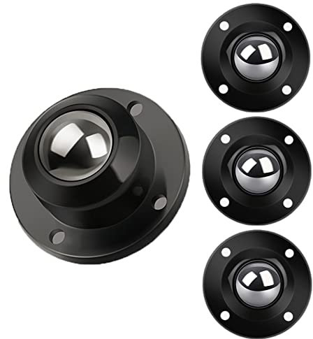 HBDBJRWB 360°Swivel Caster Wheels,Steel ball casters,Punch free roller,Storage box Fixed Castor,Pack of 4,Replacement Wheel Casters,Mute Flowerpot Castors,Black