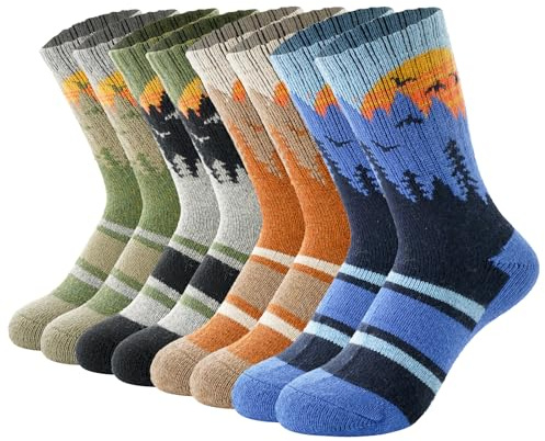 BONANGEL - Calcetines térmicos de lana merina para niños, gruesos, para niños y niñas, cómodos, para botas de agua, calcetines de invierno, cálidos, con amortiguación, calcetines para exteriores