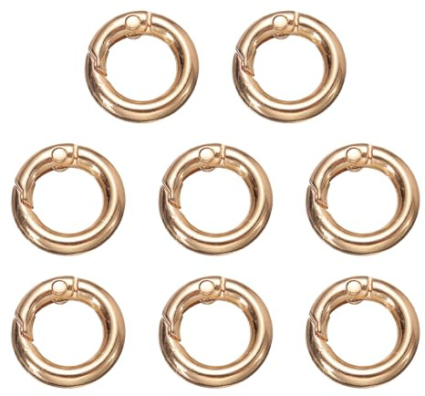 QUARKZMAN 8Pz Moschettoni per Borse, 18mm/11/16 Anelli a Molla O Ring in Metallo Portachiavi Accessori Uncinetto Fibbia a Scatto Tonda per Borsa a Tracolla Lanyard Pelle DIY,Oro
