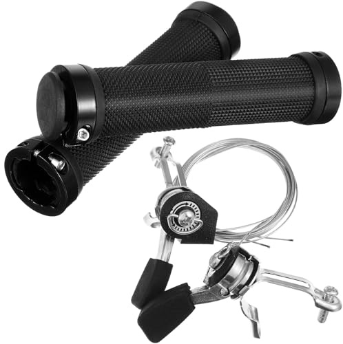 GLEAVI Set 4 Pezzi Comandi Cambio Rotanti e Manopole Nere per Biciclette Leve Cambio a Rotazione Compatibili Mountain Bike Accessori per Sostituzione Freno Bici e Ricambio Manubrio