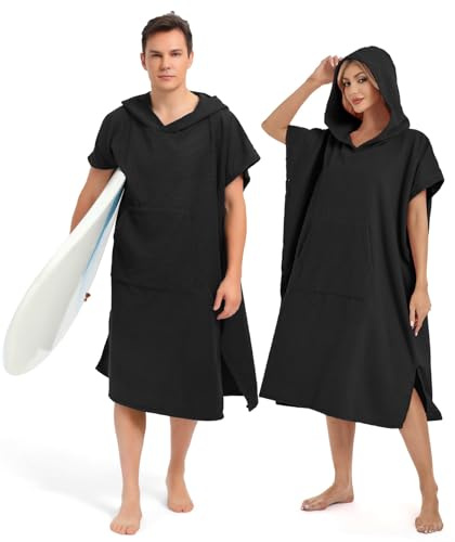 Abahub Poncho da Spiaggia e surf Unisex, Leggero e ad Asciugatura Rapida,M | Accappatoio Asciugamano Con Cappuccio in Microfibra Assorbente ,Adult Surf Poncho,Adatto per Spiaggia, Piscina e Surf