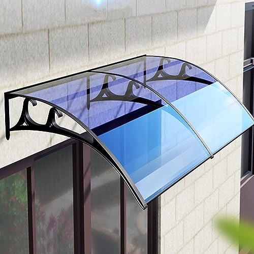 Anpassningsbart blått böjt skydd för dörrar och aluminiumlegering regnskydd baksida veranda och trädgård solbaldakin (61 x 109 cm)