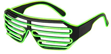 UltraByEasyPeasyStore Erwachsene Grün Farbige EL Wire Beleuchten Neon Verschluss Leuchtende Partybrille Konzerte Raves Festivals Disco Slotted Glow Illuminated