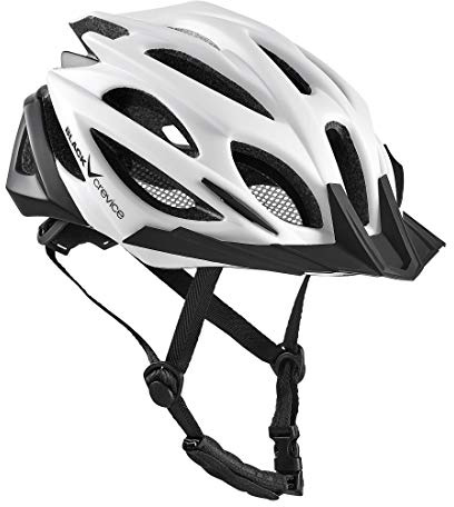BLACK CREVICE Casco de Bicicleta para Adultos I Casco de MTB I Casco de Bicicleta I Casco de Bicicleta Unisex I Talla Ajustable (S/M (54-58 cm), Blanco/Negro)