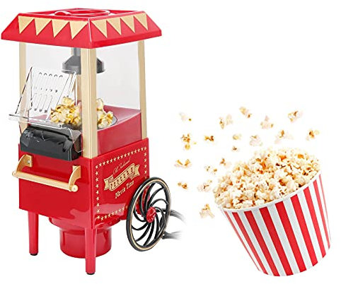 Macchina Automatica per Popcorn Modello Retrò, Macchina per Mais per Uso Domestico per Regalo di Compleanno per Feste Rosso(rosso)