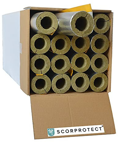 Scorprotect® Enveloppe du tuyau en aluminium laminé, isolation du tuyau en laine de roche avec conductivité thermique 0,040 (54 x 20 mm x 1 mètre)