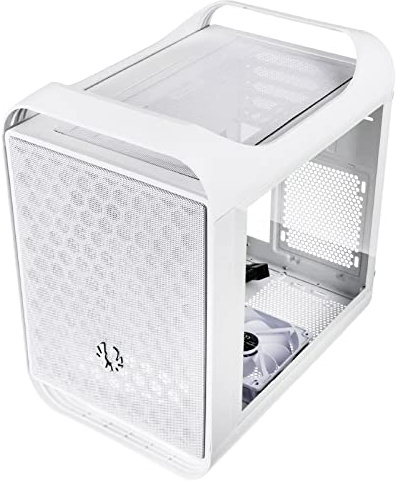 Bitfenix Prodigy M 2022 MatX/Mini-ITX Gaming Case, kompatibel mit RTX 3090 und RX 6900 XT mit vertikaler Halterung und Wasserkühlung, gehärtetes Glas, Typ C Port x 1, weiß