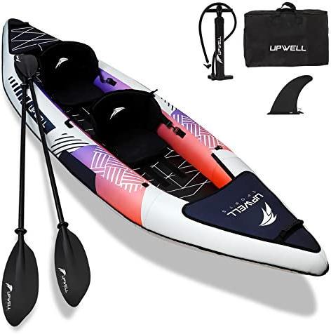 11' Inflatable Kayak with Drop Stitch Floor 1 Person 2 Person Adult Blow up Kayaks Foldable Boat Canoe, Modern Grey