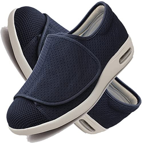 Scarpe da Edema Artrite Scarpe da Riabilitazione Extra Larghe e Leggere Traspiranti con Chiusura Regolabile Scarpe Leggere e Antiscivolo con Cuscino d'Aria,Blu,41 EU
