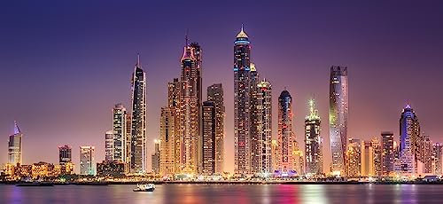 Cuadro de aluminio compuesto de 130 x 60 cm: vista a la bahía de Dubái de Palm Jumeirah, Emiratos Árabes Unidos(123114724)