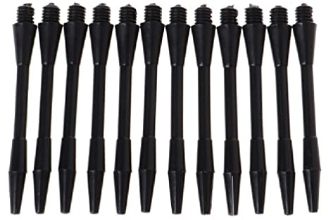 KLOVA Dartpfeil-Schäfte aus Kunststoff, Nylon, schwarz, kurze Dart-Schäfte, Gewindeschäfte, Dartstangen, Dart-Schäfte, Dart-Schäfte, nur mit Lichtern, 12 Stück