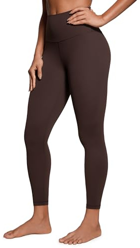 CRZ YOGA Butterluxe Damen Sport Leggings - 64cm High Waist Blickdicht Yoga Leggins Sporthose Workout Gym Yogahose Heißes Fudge-Brown 38