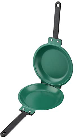 Glomora Sartén Versátil De Doble Cara,Sartén De Cerámica De Hierro Verde con Revestimiento De Metal Sartenes Antiadherentes para Cocinar En Casa para Hacer Panqueques Pan Tostado Huevos Fritos