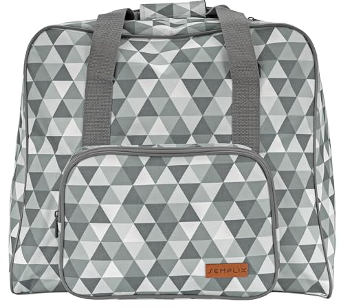 SEMPLIX Bolsa para overlock/Coverlock, diseño de diamantes, grande, estable, para transporte/almacenamiento de todas las máquinas comunes, 44 x 38 x 33 cm, Piedra/Gris, 44x38x33 cm, moderno