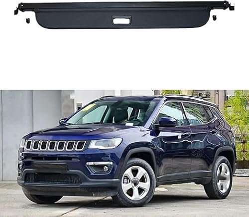 REAGAR Versenkbare Laderaumabdeckung für Jeep Compass 2017 2024, hintere Gepäckablage Sicherheits Gepäckträgerabdeckung Tonneau-Abdeckung Sichtschutzabdeckung