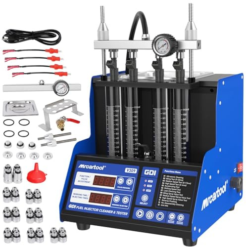 MR CARTOOL V309 Pulitore a iniezione Carburante e Dispositivo di Prova Diesel e Benzina, 110 V/220 V, 4 cilindri, Set di Test e Pulizia ad ultrasuoni per iniettori Auto e Moto GDI/EFI/FSI