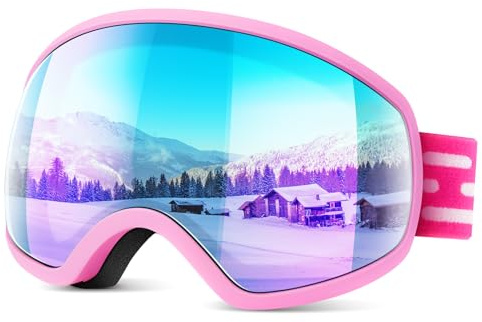 EasYoung Ski Goggles for Men Women Youth, Skiing Snowboard Goggles with Over Glasses, Anti-fog, UV Protection, Helmet Compatible