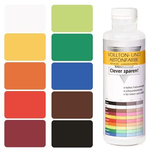 CHANTEMUR Abtönfarbe Vollton-Farbe Mischfarbe für Wandfarbe innen und außen, 500 ml, Aprikot