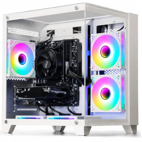 WIWB Prebuilt Gaming PC Desktop | Ryzen 5 6Cores 3.6G Up to 4.1G | RX 560 4G Graphics Card | 16G DDR4 RAM | 512G SSD | Wi-Fi 6 | Tower Computer White
