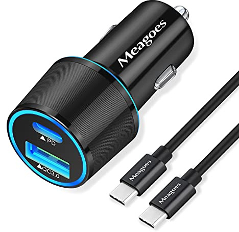 67.5W Car Charger USB C Super Fast Charging, 45W USBC & QC3.0 Port Plug for iPhone 17 Pro Max/Air/16/15/iPad, Samsung S26/S25 Android Cell Phone, Dual 12V Cigarette Lighter Adapter+ 3.3ft Type C Cable