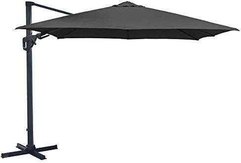 CHARLES BENTLEY Outdoor, Garden, Patio 3.5m 8 Strut Premium Quality Cantilever Outdoor Versatile Umbrella Parasol, Water Resistant, Sunshade, Free Standing, Adjustable, Canopy, Grey (350x262)