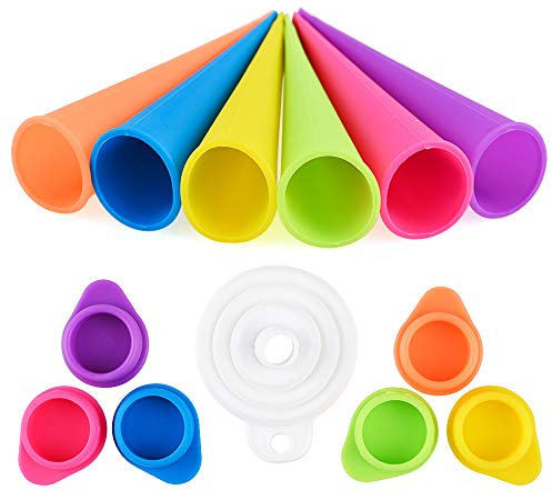 GOLDGE 7 Stück Eisformen Silikon Set Eisformen Eis Schimmel mit Silikontrichter aus 100% Lebensmittelechtem Silikon für DIY Sommer Eis