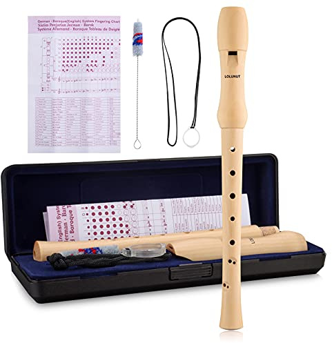 Baroque Recorder 8 holes,Soprano C Key Recorder Made of Maple Wood with storage Case,Fingering Chart and Cleaning Rod for Kids and Adults Beginners