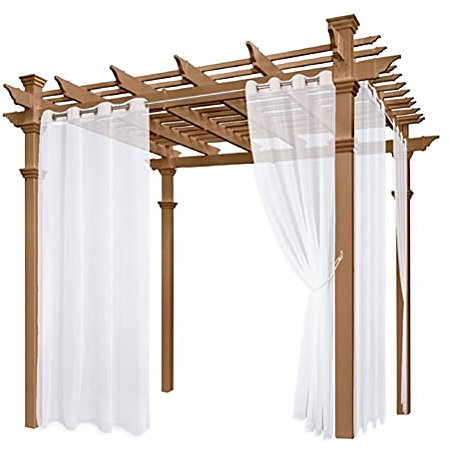 Bozaap White Sheer Outdoor Curtains,Waterproof Garden Patio Gazebo Sunscreen Blackout Curtains Sun Blocking Curtains for Bedroom Porch Pergola Cabana,132 * 213 cm