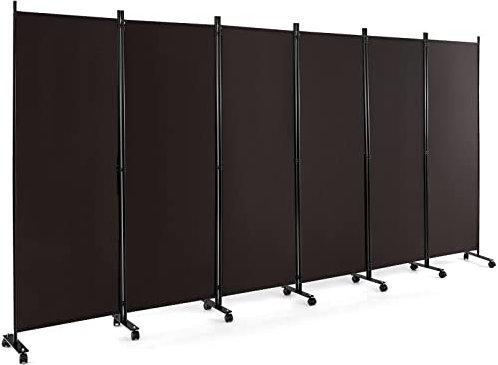 Multigot 1/3/4/6 Panel Room Divider, Folding Wall Privacy Screen Protector, Movable Partition Privacy Separator for Living Room Bedroom Office (Brown, 6 Panels: 335 x 30 x 172cm)