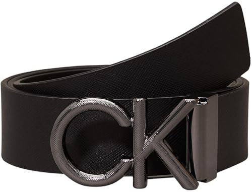 Calvin Klein Herren Gürtel Saffiano aus Leder, Schwarz (Ck Black Saffiano), 105 cm