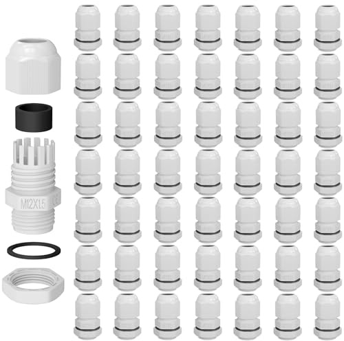 hb-digital kabelskruv M12 för 3–6,5 mm, kabeldiameter IP68, damm- och vattentät med gummitätning motmutter klämlameller stoppbussning isolering kabelinföring elinstallation 50х