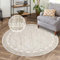 carpet city Kurzflor Teppich Wohnzimmer Beige - 200 cm Rund - Geometrisch, Relief-Optik - Teppiche Modern, Boho für Schlafzimmer, Esszimmer