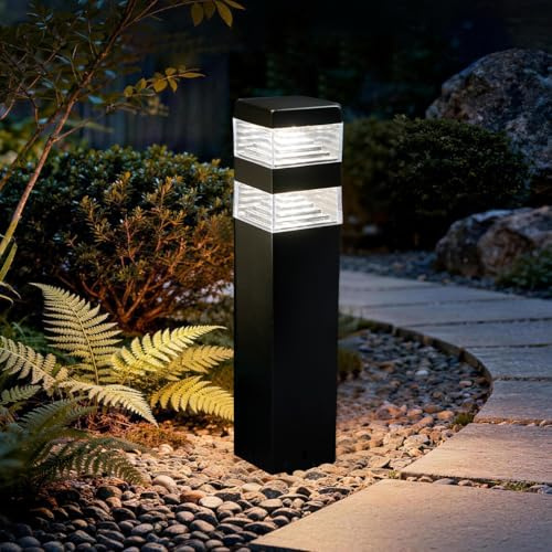 Lumihome LED pollerlampa utomhus pyramid 1 000 lm, 40 cm vägbelysning trädgård, rostfritt stål 304, 4000 K neutral vit, IP44 utomhu med ström 230 V för väg, terrass, uppfart