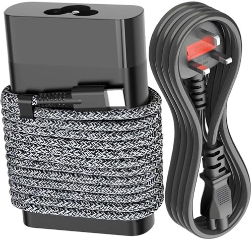 New Slim 65W USB-C Charger Replacement for HP Spectre X360,Spectre,Elitebook X360 ProBook 640 G8,Chromebook 11 13 14 Elite x2 Envy 13 14 Dragonfly G3 G4 Travel Type C Laptop Power Adapter Cord UK Plug