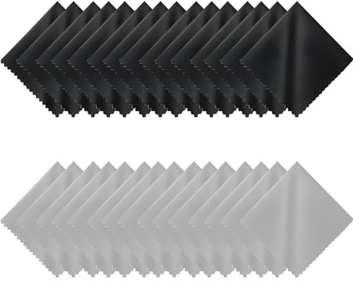 GUTERTOP 30 Stück Brillenputztücher, 15X18Cm, Brillenputztücher Mikrofaser, Hochwertig Brillenputztuch für Kamera, Objektiv, Brillen, Bildschirme, Tablet (Schwarz+Grau)