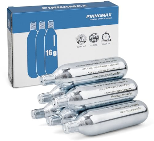 PINNAMAX CO₂ Cykelpump Set – CO₂-inflator med 16g/25g CO₂-kartuscher – Kompatibel med Presta & Schrader Ventiler – Perfekt för Landsvägscyklar & MTB