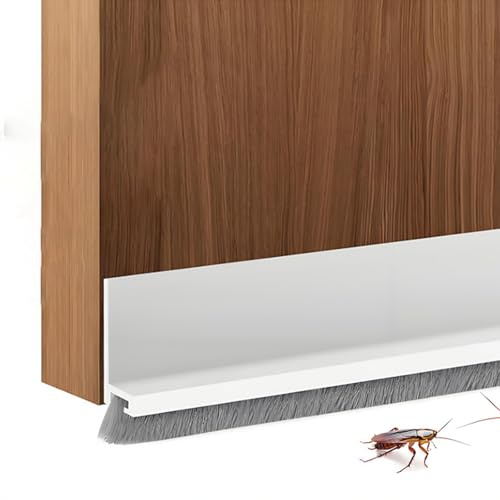 100cm Dichtungsband für Türen Bodenabdichtung mit Bürste Automatik Türbodendichtung Dichtung Selbstklebende Tür Türdichtung Anschrauben Bürste Zimmertürdichtung (Weiß)