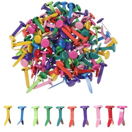 ShinherYee 200 Stück Mini Scrapbooking Brads, Musterklammern, Musterbeutelklammern, Briefklammern Für Schule Büro Papier Briefklammern Basteln Handwerk DIY (orbicular)